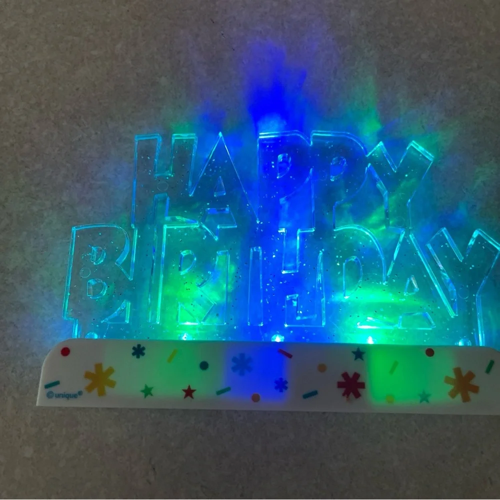 2! Birthday MultiColor Light Up 3mode Flashy Cake Toppers Reusable